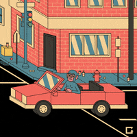 monkey man driving a car are you joking just kidding ha it me GIF by Alex Schubert