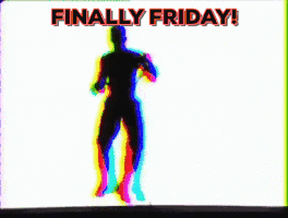 Video gif. A silhouette of Urkel from Family matters dancing. Text, “Finally friday!”