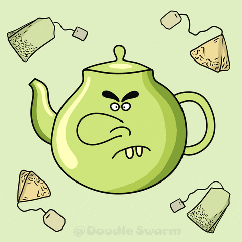 DoodleSwarm good morning tea grumpy moody GIF