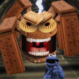 worst nightmare chased by cookie monster GIF