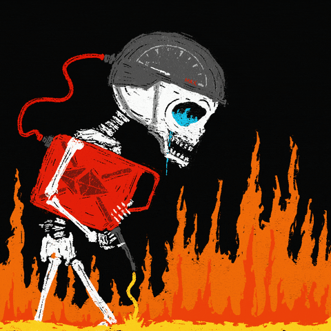 niftyjutsu skeleton flames burning gasoline GIF