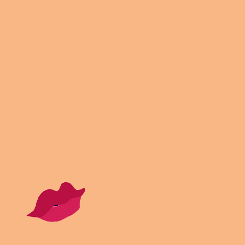 Illustrated gif. Red lips on a peach background flap open, and a word bubble appears revealing a message in colorful bubble letters, "Georgia, organizers, officially, knocked, 2 million, doors, and counting!"