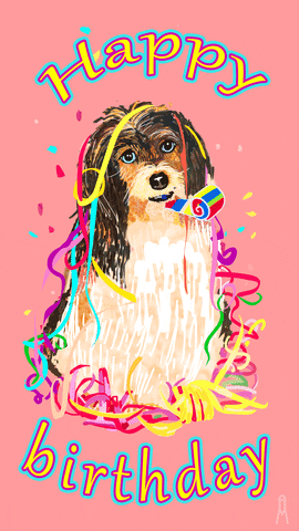 TrillendeHand dog happy birthday congratulations confetti GIF