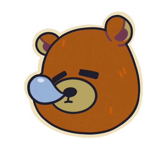 Tired Grizzly Bear Sticker by MokaJake