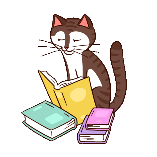 Cat Reading Book Gif