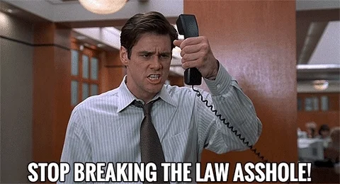 Jim Carrey Stop Breaking The Law Asshole GIF by Jerology