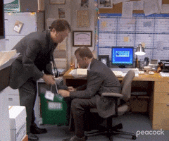 The Office gif. Paul Lieberstein as Toby watches in sheer disappointment as Rainn Wilson as Dwight takes a gift bag away from him. Text, "Why?" 