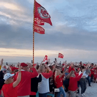 Chiefs Fans Cheer at Treasure Island Beach Party 