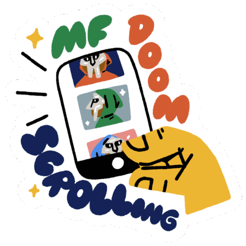 Scrolling Mf Doom Sticker by Matt Joyce