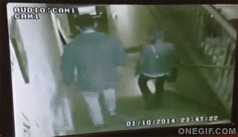 trip and fall surveillance cam GIF