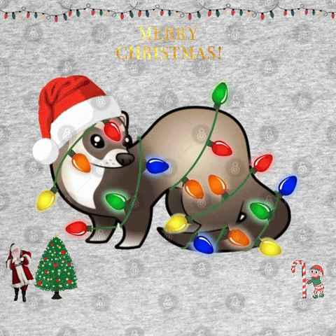 Christmas Merrychristmas Ferret Pet Animal Cartoon GIF