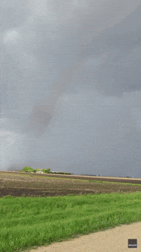Tornado Swirls Across Field in South Minnesota