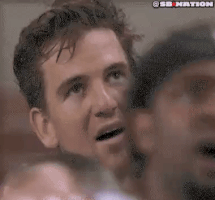 Sports gif. Eli Manning, mouth agape in indignant disbelief, mutters "what the fuck."