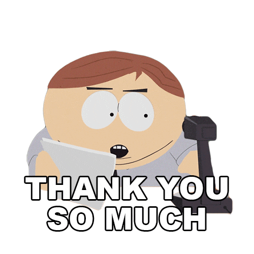 Eric Cartman Thank You Sticker by South Park