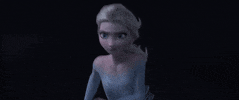 Disney gif. Elsa from Frozen is running at full speed and her eyes narrow as she gets more determined.