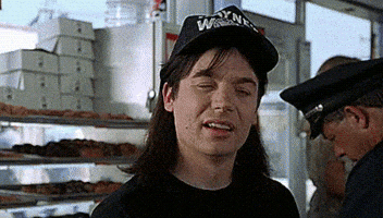 waynes world decision GIF