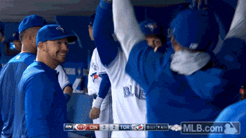 toronto blue jays dugout celebration GIF by MLB