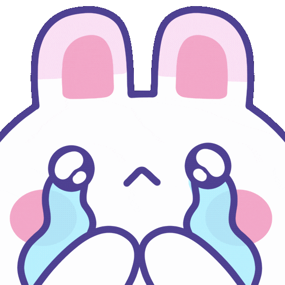Kawaii gif. A zoomed up shot of a sobbing little bunny. Their eyes are wavering as tears stream down their face endlessly.