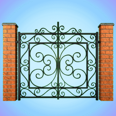 Text gif. Black iron gate with an intricate, swirling design swings open to reveal expanding text with an orange to yellow gradient. Text reads, "You're Welcome."
