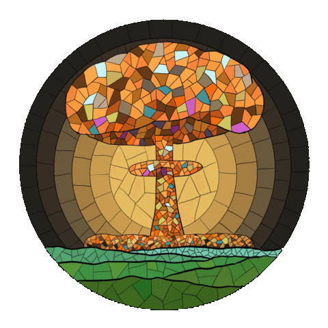 Nuclear Explosion Orange Sticker by Sergey Kolbasov