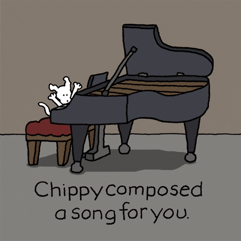 Composing Playing The Piano GIF by Chippy the Dog