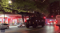 NYPD Arrive at Columbia University Aboard Armored Vehicle