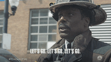 TV gif. Closeup of Eamonn Walker as Wallace in Chicago Fire speaking authoritatively as he says, "Let's go. Let's go. Let's go."