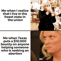 Texas bounty hunting programs for helping someone get an abortion motion meme