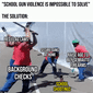 "School gun violence is impossible to solve" motion meme