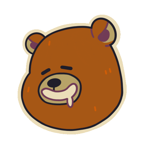 Hungry Grizzly Bear Sticker by MokaJake