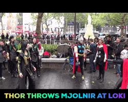 Thor Loki Cosplay Fun Dark World Premiere 2013 GIF