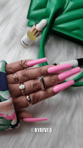 ayveo nails press on nails long nails pink nails GIF