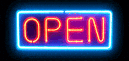 Image result for blinking neon sign we're open gif