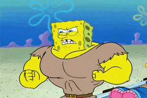 angry spongebob squarepants strong muscles strength
