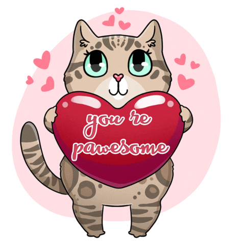 Heart Cat Love Sticker