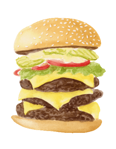 Hungry Burger Sticker by Color Snack Creative Studio