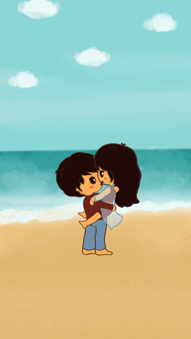 SushMoonTele hot kiss beach couple GIF