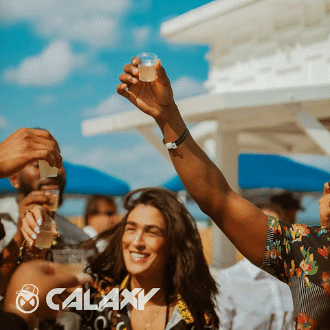 CalaxyApp party friends celebrate cheers GIF