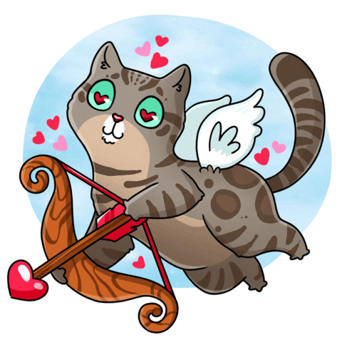 Cupid Cat Love Sticker
