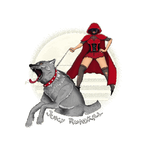 Little Red Riding Hood Wolf Sticker by Juicy Roadkill