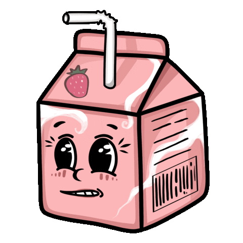 Strawberry Milk Pink Sticker by Edna Odetta