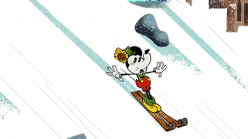 mickey mouse skiing GIF