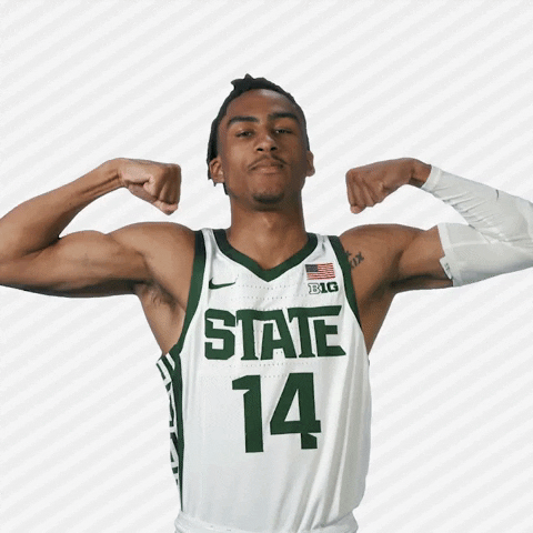 Basketball Flexing GIF by Michigan State Athletics