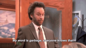 wiseacre parks and rec leslie knope jeremy jamm word is garbage GIF