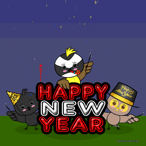 Axemeagain happy celebration bird new year GIF