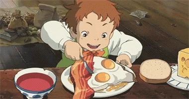  eating breakfast bacon eggs GIF