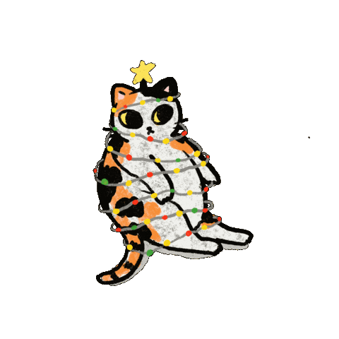 Calico Cat Christmas Sticker