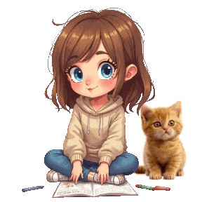 Coloring Book Cute Kitten Sticker