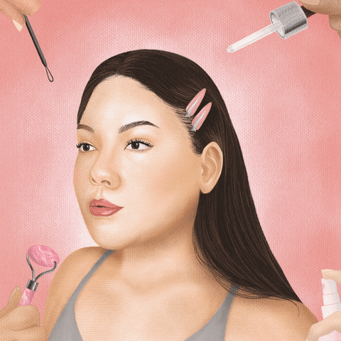 genean illustration pink beauty skincare GIF