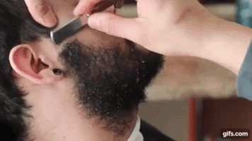 satisfying beard shaving straight razor GIF
